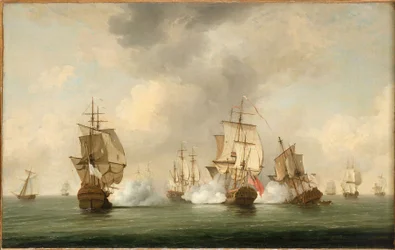 Kommendör Walkers insats: kaparen "Boscawen" i strid med en fransk flotta, 23 maj 1745