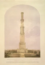 Design for Converting the Crystal Palace into a 1000 ft High Tower, publicerad av Ackermann und Co. 1852.