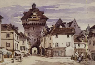 Gatubild i Loches, Frankrike (tryck)