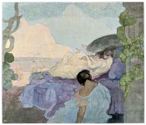 Kvinnor som kopplar av vid havet, 1898.