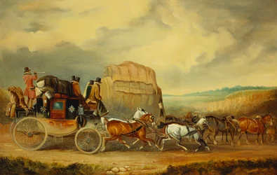 Exeter till London Royal Mail passerar William Downes Exeter Wagon
