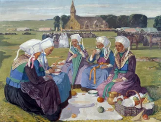 Kvinnor från Plougastel vid Pardon de Saint Anne-La-Palud