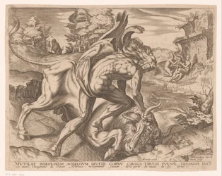 Herkules tämjer den kretensiska tjuren Labours of Hercules efter Frans Floris (serietitel)