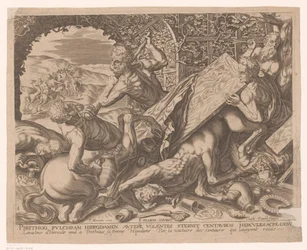 Herkules dödar kentauren Eurytion Labours of Hercules efter Frans Floris (serietitel)