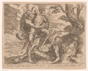 Hercules brottas med Antaeus Labours of Hercules efter Frans Floris (serietitel)