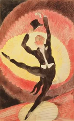 Akrobatisk manlig dansare, 1920 (wc på papper)