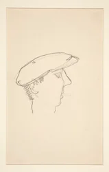 Head of Man Smoking (recto); Kvinna med paraply (verso)
