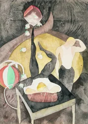 Two Acrobat Jonglörer, 1916 (wc på papper)