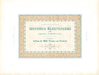 Aktiecertifikat "Electric Motors" (skriv ut)