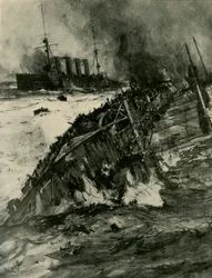 Förlisningen av HMS Aboukir, första världskriget, 22 september 1914, c1920.