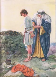 Ska Isaac dö? illustration från Through the Bible, Virtue Publishing, 1928