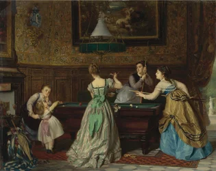 Damer som spelar biljard, 1869
