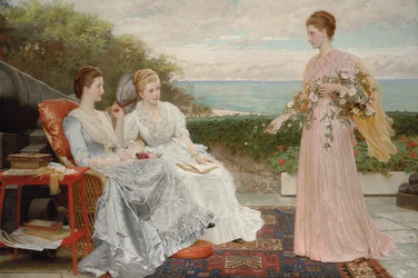 Vallarna vid Walmer Castle: porträtt av grevinnan Granville och damerna Victoria och Mary Leveson-Gower, 1891