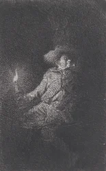 En man i en grotta, 1842.