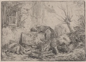 Gårdsgård, ca. 1845.