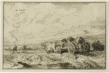 Landskap med oxdragen vagn