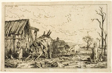 Landskap med Unhitched Cart