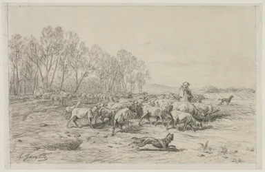 Landskap med en fårflock