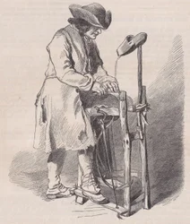 Louvren, samling teckningar, Le Remouleur, av Watteau, från Magasin Pitto..., ca. 1852.