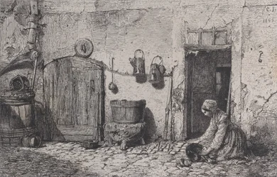 Skrubbande kvinna, 1844.