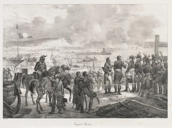 Läger vid Boulogne, tidigt 1800-tal (litho)