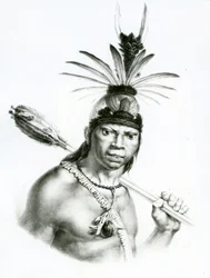 Chief Camacan Montoyo från "A Pittoresque and Historical Trip to Brazil" av Jean Baptist Debret, 1834