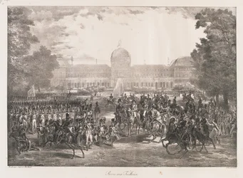 Granskning av Tuilerierna, tidigt 1800-tal (litho)