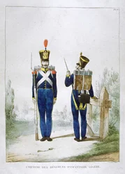 Uniform för ett regemente av lätt infanteri, Frankrike, 1823.