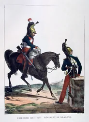 Uniform från 12:e Regiment of Dragons, Frankrike, 1823.
