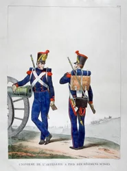 Uniformer för ett schweiziskt artilleriregemente, 1823.