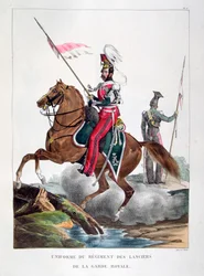 Uniformer för ett regemente av lanser från det franska kungliga gardet, 1823.