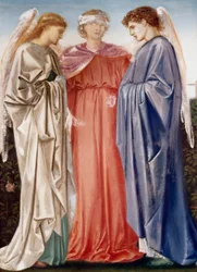 "Faith, Hope and Charity" Målning av Charles Fairfax Murray (1849-1919) (prerafaelit) Privat samling