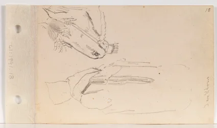 Studie av en Yankton-indian och en häst (blad 18 recto)