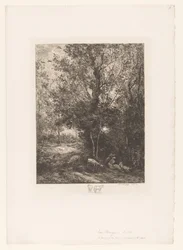 Skog med rastande getherdar Le berger et la bergere