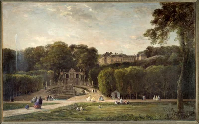 Saint Cloud Park Målning av Charles Francois Daubigny (1817-1878) 1865 Sön. 1,24x2,01m. Chalons sur Marne, kommunalt museum