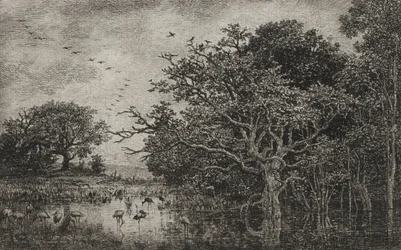 Träsket med storkar, ca 1851