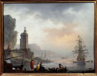 Seaside Painting av Charles Francois Grenier de Lacroix dit Lacroix de Marseille (1720-1779) 1700-talets Marseille, Musee des Beaux Arts
