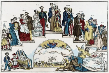The Ages of Life - teckning av Pinot, sent 1800-tal