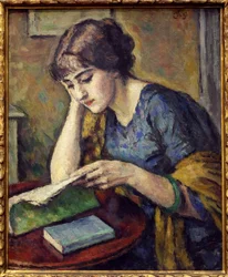 Läsning. Målning av Charles Guerin (1875-1939), Olja på duk