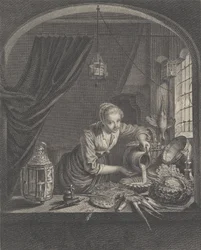 Milkmaid efter målningen av G.Dou i herr Poullains kabinett, mitten av 1600-talet.