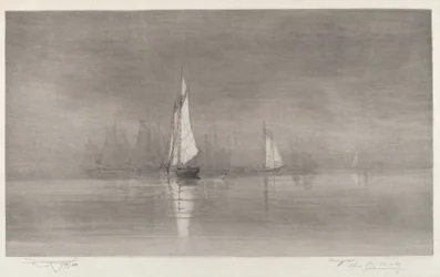 Utan titel (Hamnscen med segelbåtar)