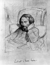 Heinrich Heine (1797-1856), tysk författare. Teckning av Charles Gleyre.