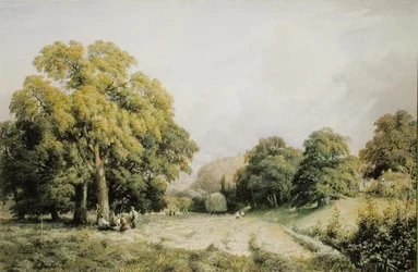 Höslagning, Lewes, Sussex (akvarell på papper)