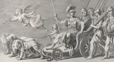 Mars på en vagn dragen av tre lejon, 1749.