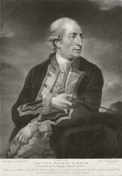 Porträtt av George Farmer (1732-79), kapten på HMS "Quebec", graverat av John Murphy, publicerat av John Boydell (1719-1804) 1780