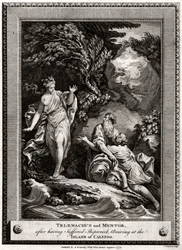 Telemachus och Mentor, efter att ha lidit skeppsbrott, anländer till ön Calypso, 1774