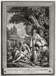 Telemachus, i Oasis öken, tröstas av Termosiris, en präst från Apollo, 1774.