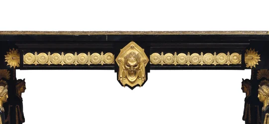 Napoleon III bord, designat av Jean Brandely, intarsia av E. Varlot, Paris, ca 1850-75 (ormolu, förgylld koppar, ebenholts & platan)