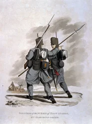 Soldiers of the 1st Regiment of Foot Guards in Marching Order, från 