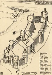 En fågelperspektiv över Caernarvon Castle, norra Wales, 1931